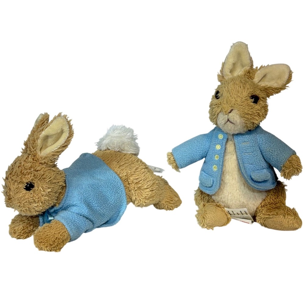 Beatrix Potter Peter Rabbit Plush Set 7-8in Blue Jacket Stuffed Animal Toy Pair